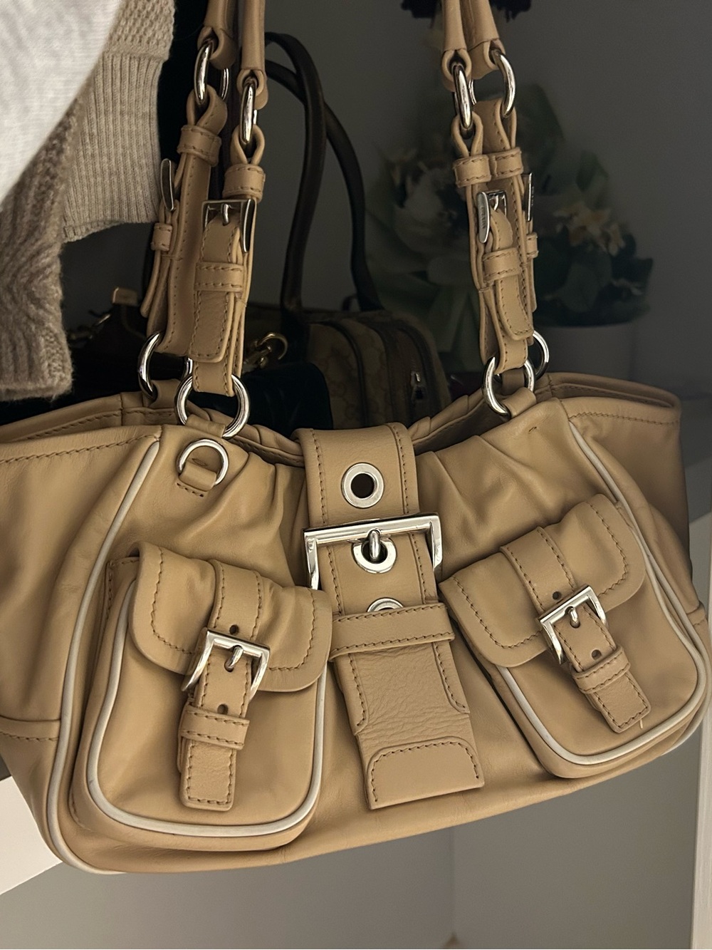 Prada Shoulder Bag with Front Buckle Detail